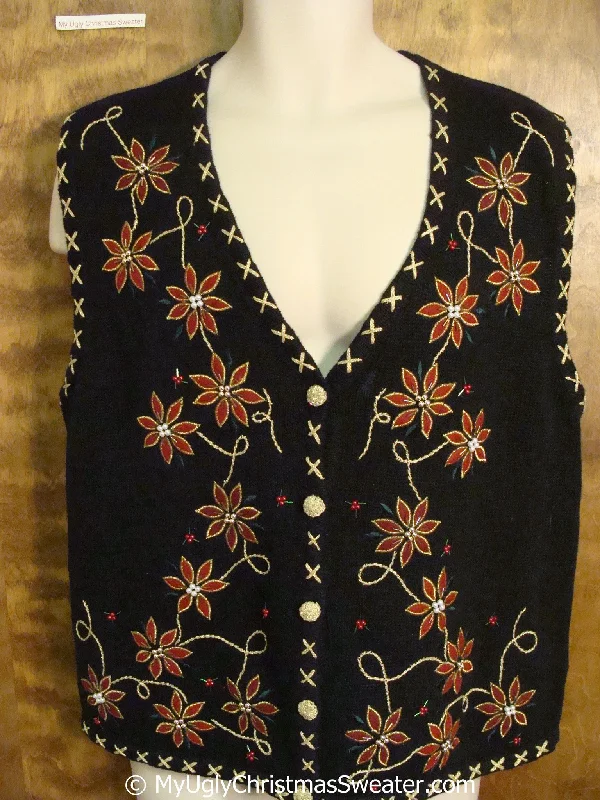 Christmas Party Cheap Poinsettetia Themed Christmas Sweater Vest