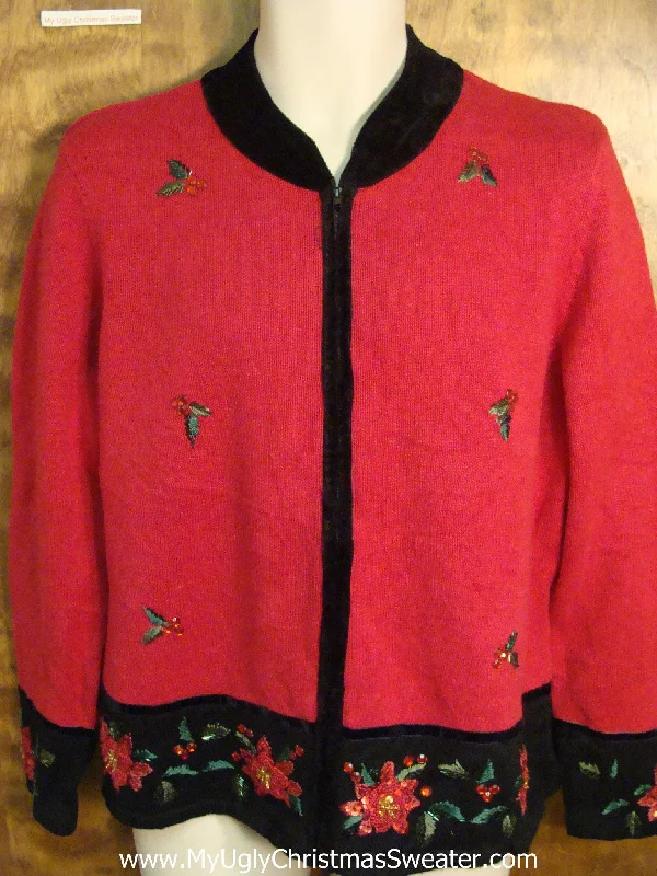 Christmas Festive Snowmen Cheap Poinsettia Themed Ugly Christmas Jumper