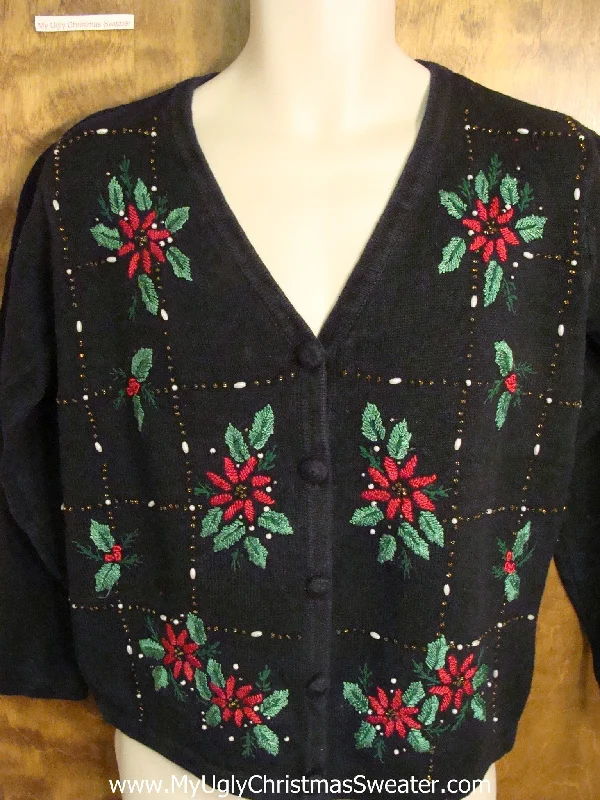 Christmas Twinkling Star Lights Cheap Tacky Black Ugly Christmas Jumper
