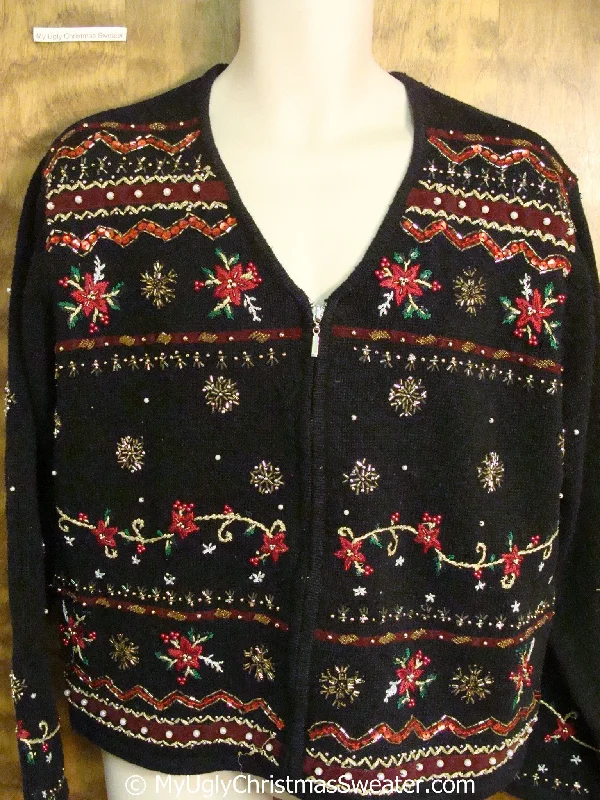 Christmas Snow Globe Decorations Cheap Tacky Christmas Sweater with Poinsettias