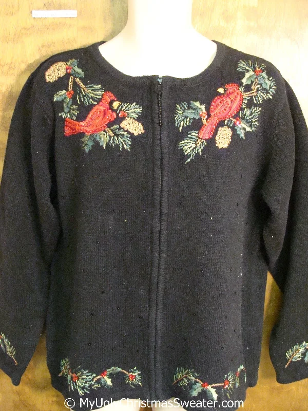 Christmas Jolly Festivities Cheap Ugly Christmas Sweater with Red Cardinals