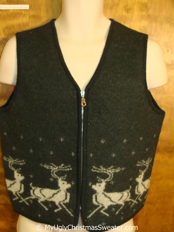 Christmas Glittery Star Decor Cheap Vintage Reindeer Christmas Sweater Vest