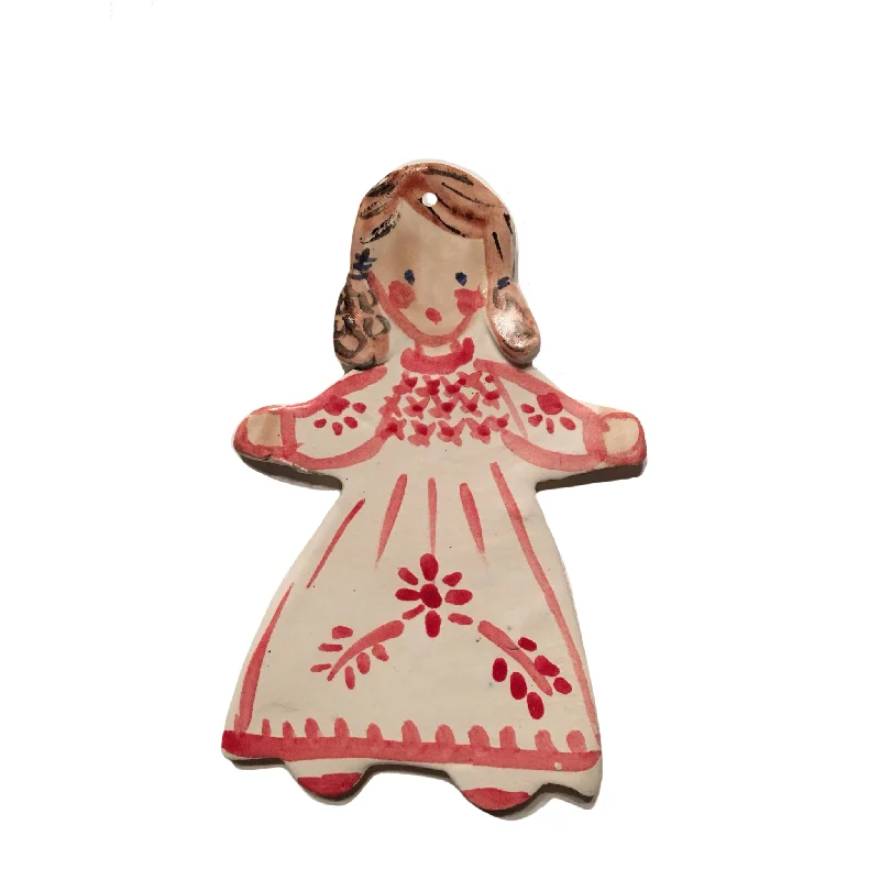 Christmas Winter Forest Walks Christmas Ornament - Red Dress Girl