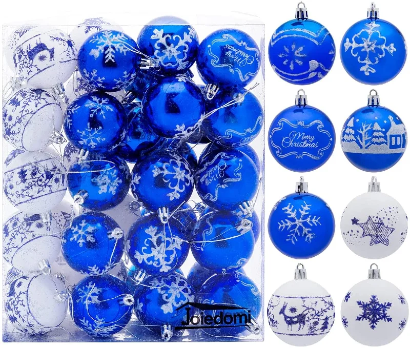 Christmas Holiday Street Decorations Christmas Ball Ornaments with Glitter Print, 40 Pcs
