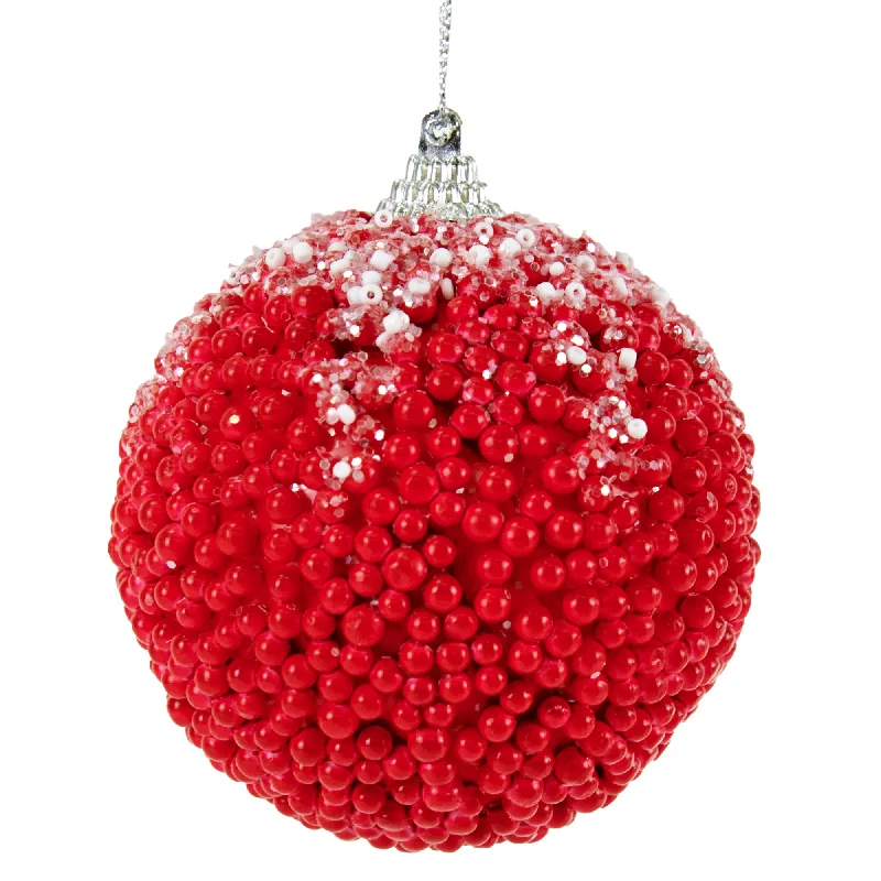 Christmas Jolly Time Christmas Bauble, Red/White Beads - 8cm