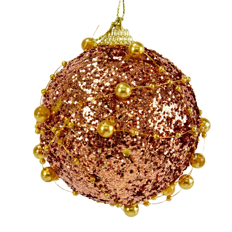 Christmas Holiday Fun Christmas Bauble Beads Accent, Rose Gold- 8cm