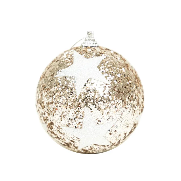 Christmas Fireplace Decor Christmas Bauble Hanging Decor, Star Champagne - 8cm