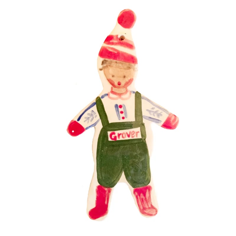Holiday Treats Christmas Boy Ornament - Green Overalls
