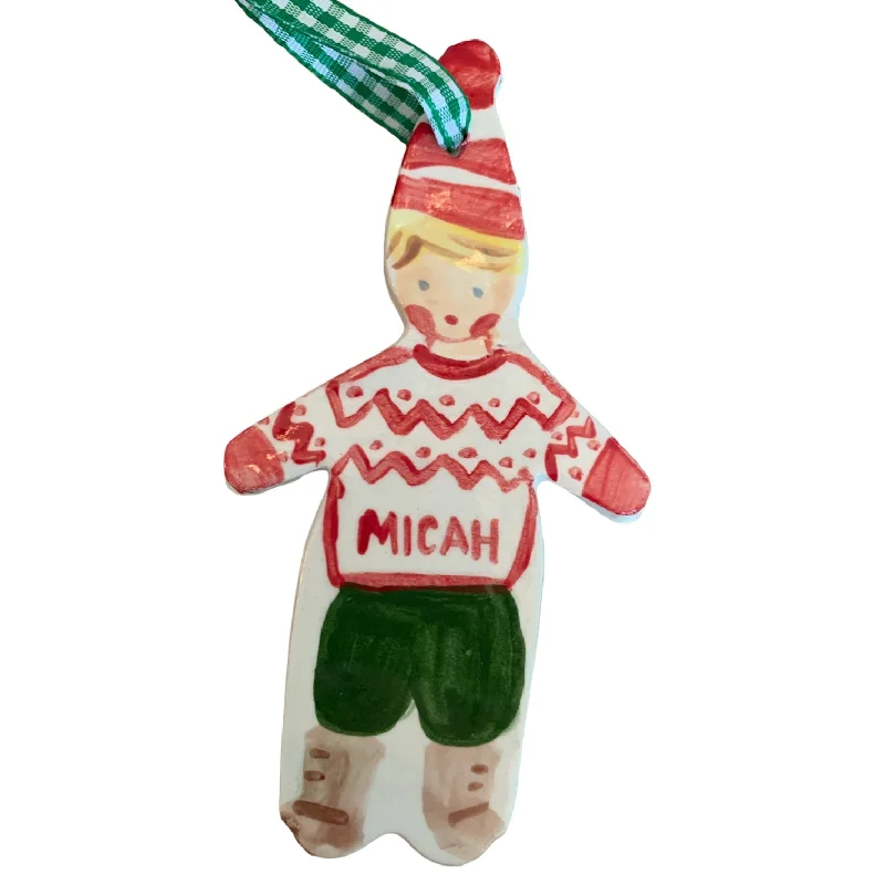 Christmas Storytelling Around Fire Christmas Boy ornament - Red Sweater