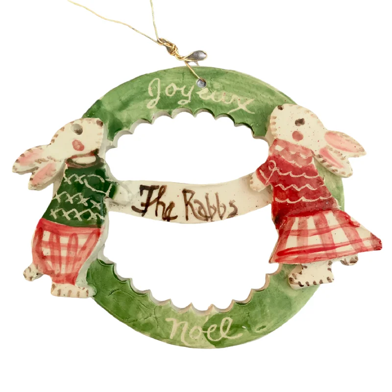 Christmas Holly Jolly Moments Christmas Bunny Wreath Ornament