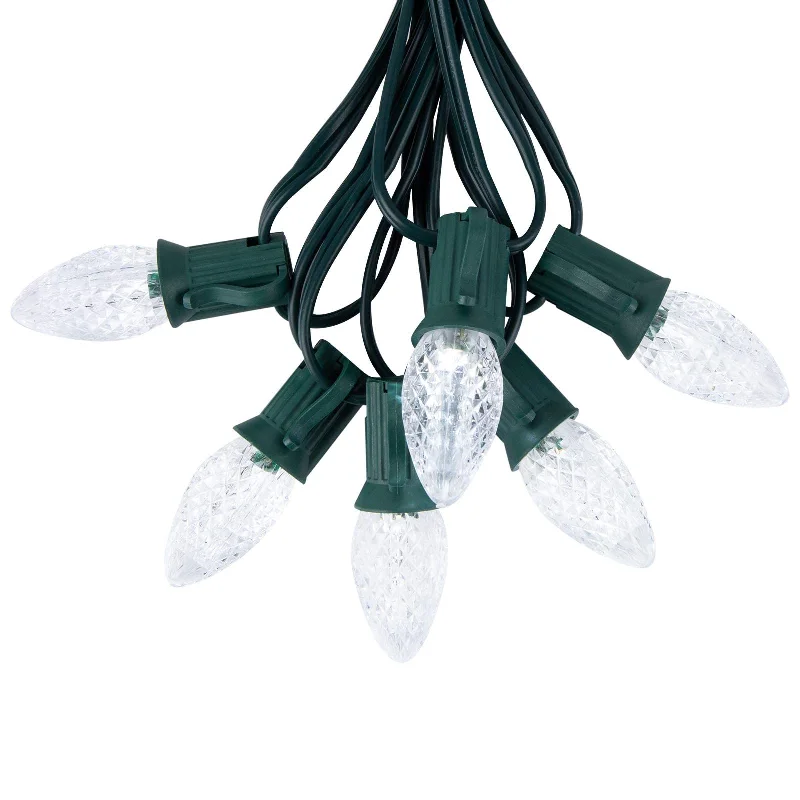 Christmas Holly Berry Wreaths Christmas C7 Strawberry LED String Lights on Green Wire
