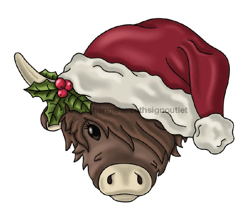 Christmas Highland Cow Sign, Christmas Sign, Funny Cow Sign, wood sign, PCD-W-038, 22" Door Hanger