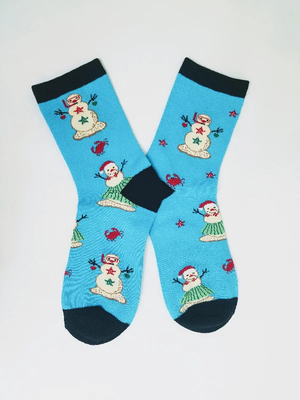 Christmas Handmade Pine Wreaths Christmas in July Snowman Crew Socks