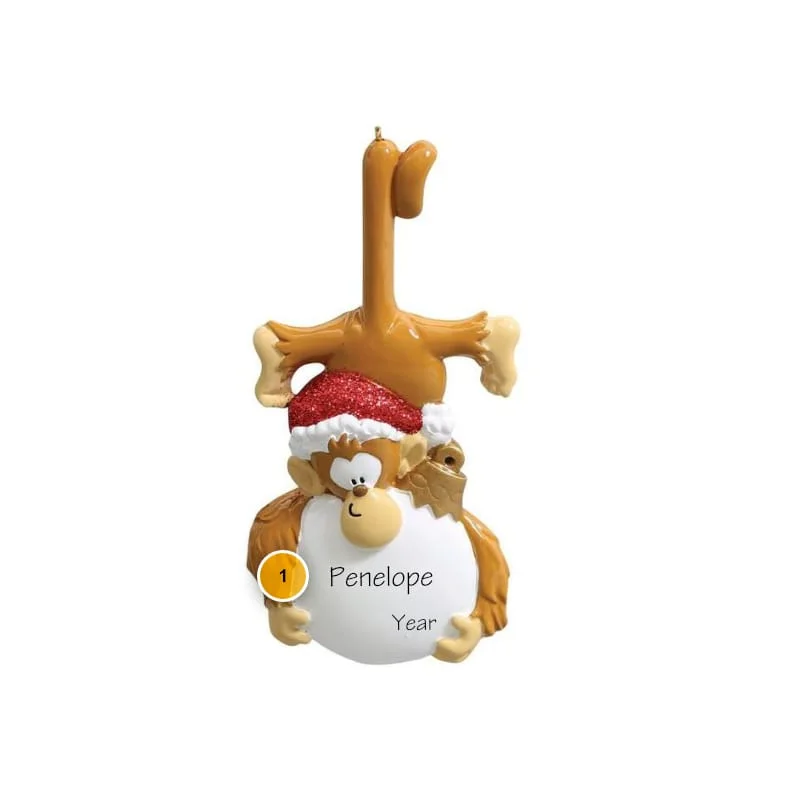 Christmas Gift Wrapping Fun Christmas Monkey Personalized Ornament