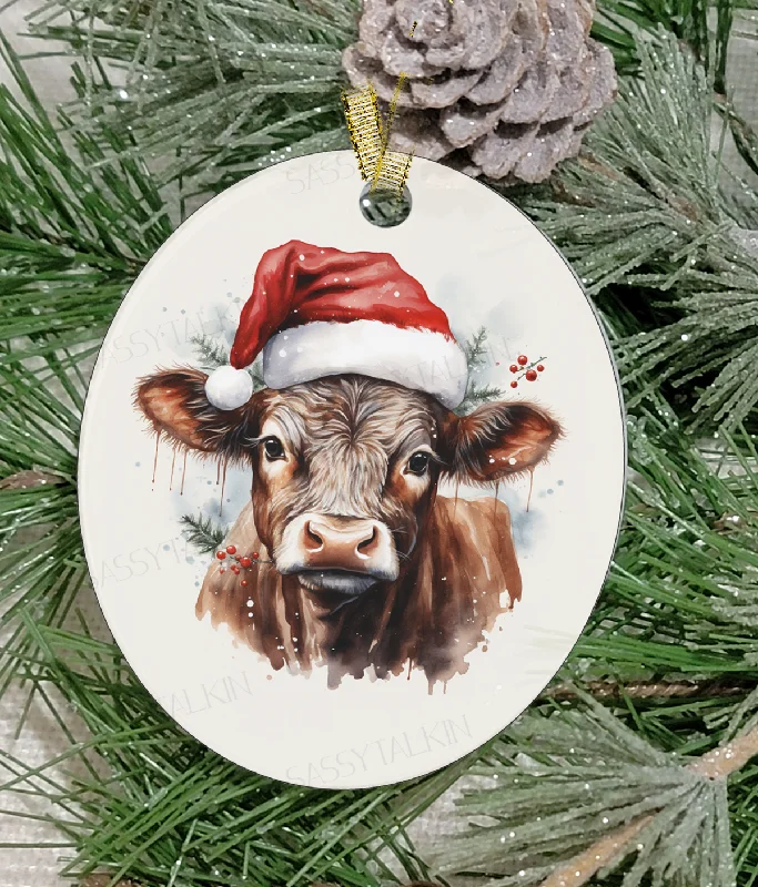 Christmas Candles Christmas Ornament, Christmas, Farm Animal, Cow, Frosted Acrylic, name drop available Christmas Candles Christmas Ornament, Christmas, Farm Animal, Cow, Frosted Acrylic, name drop available