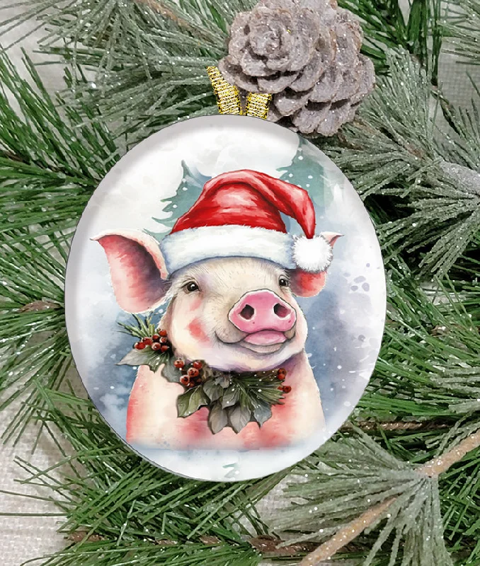 Christmas Snowflakes Christmas Ornament, Christmas, Farm Animal, Pig, Frosted Acrylic