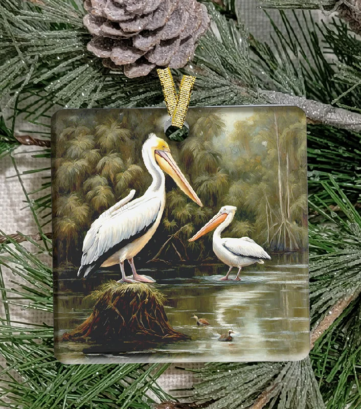 Christmas Eve Christmas Ornament, Louisiana, Pelicans, Frosted Acrylic