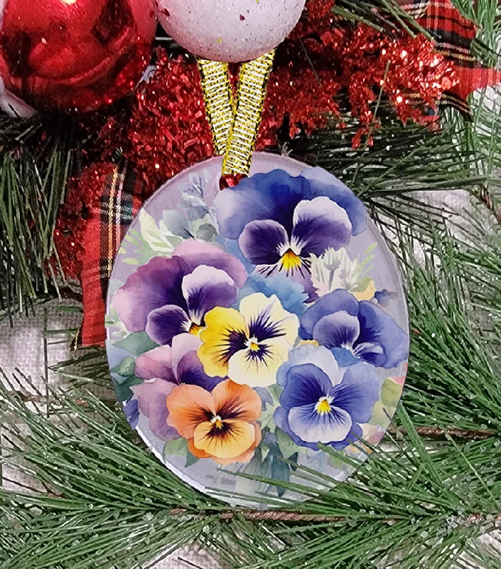 Christmas Cozy Holiday Magic Christmas Ornament, Flower, Pansy, Frosted Acrylic