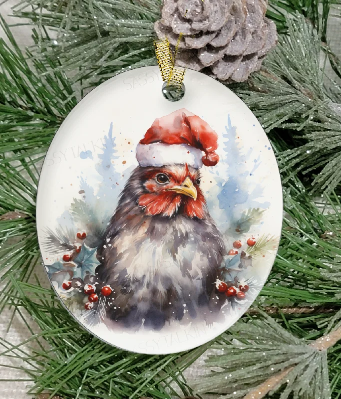 Festive Season Christmas Ornament, Christmas, Farm Animal, Chicken, Frosted Acrylic, name drop available Festive Season Christmas Ornament, Christmas, Farm Animal, Chicken, Frosted Acrylic, name drop available