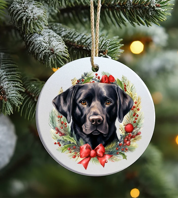 Christmas Jolly Time Christmas Ornament, Dog, Black Labrador, Frosted Acrylic
