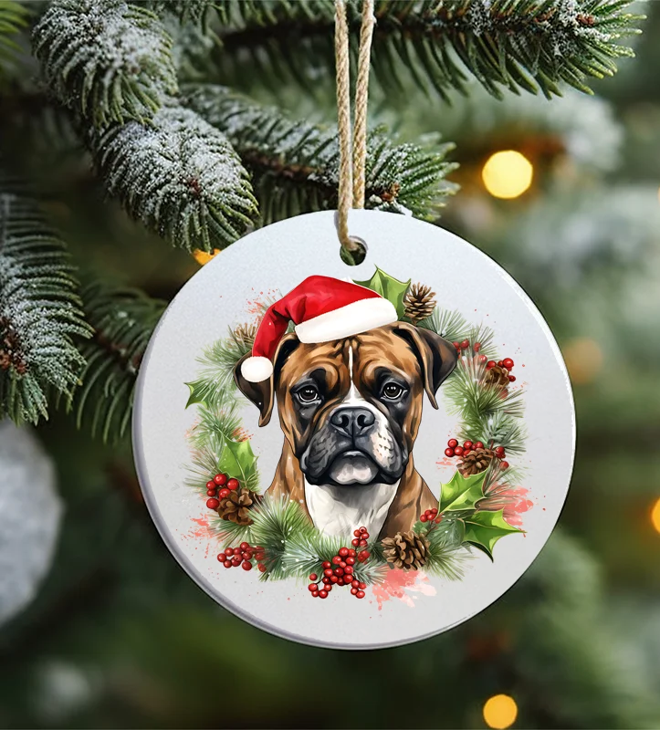 Christmas Centerpiece Christmas Ornament, Dog, Boxer, Frosted Acrylic