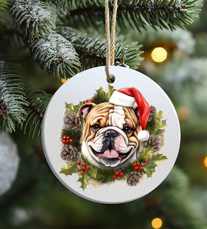 Christmas Gingerbread Christmas Ornament, Dog, Bulldog, Frosted Acrylic