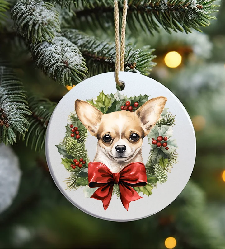 Christmas Snowfall Christmas Ornament, Dog, Chihuahua, Frosted Acrylic