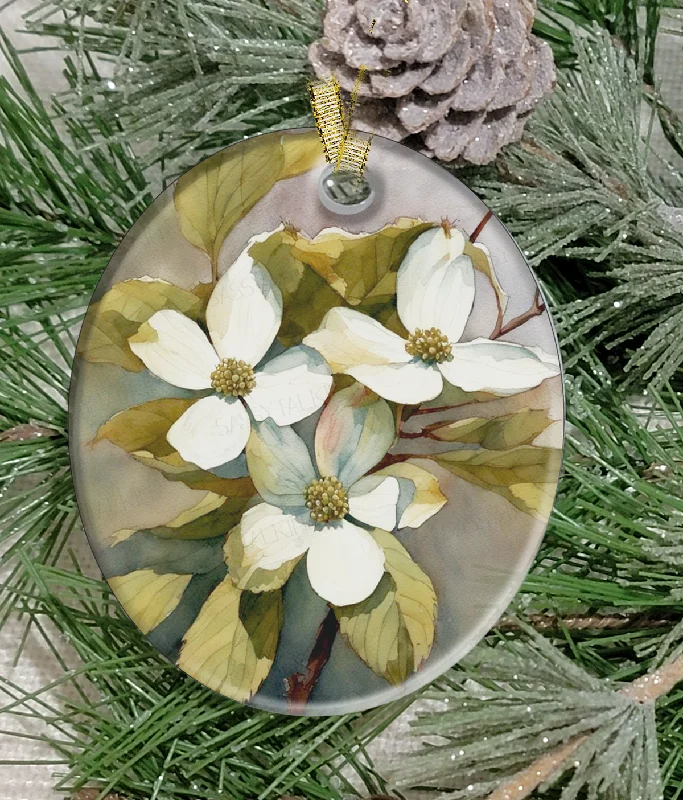 Cozy Christmas Christmas Ornament, Flower, Dogwood, Frosted Acrylic
