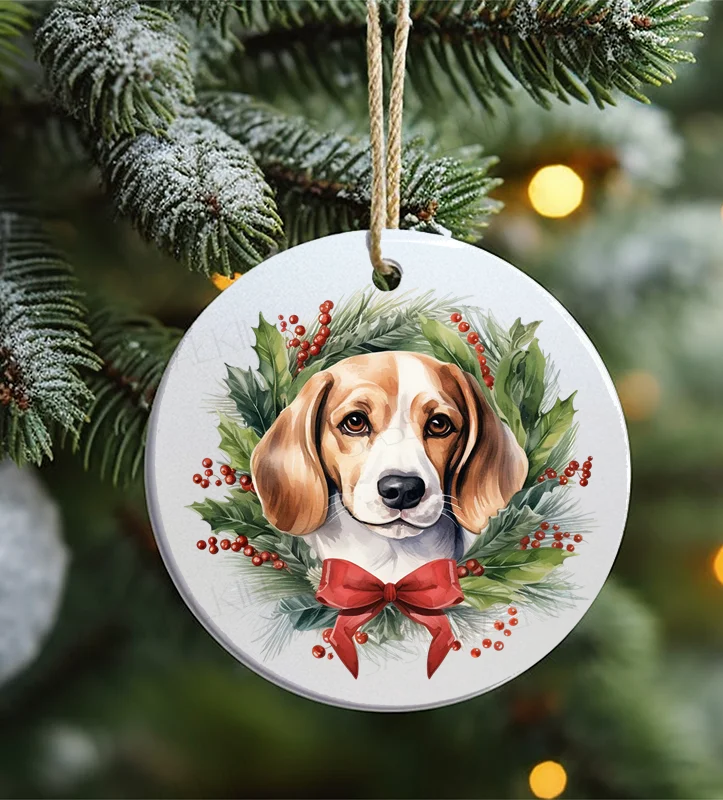 Christmas Holiday Gathering Christmas Ornament, Dog, Beagle, Frosted Acrylic