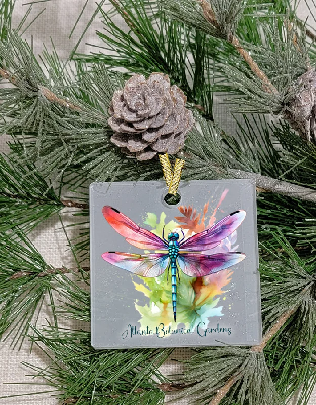 Christmas Holly Berry Wreaths Christmas Ornament, Bug, Dragonfly, Frosted Acrylic, Sqaure, name drop available