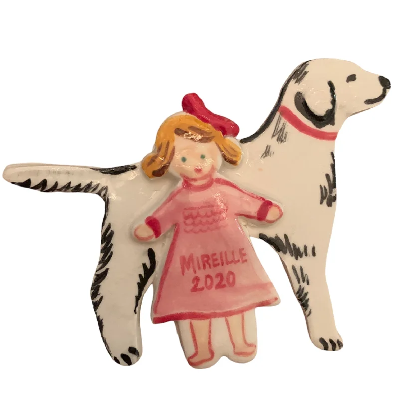 Christmas Family Traditions Christmas Ornament - Little Girl with Dog