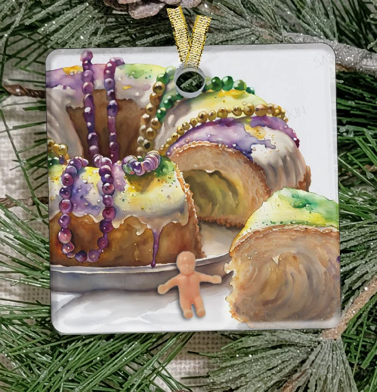 Christmas Market Christmas Ornament, New Orleans, Frosted Acrylic, King Cake