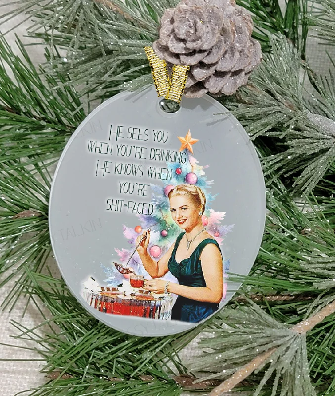 Christmas Magic Christmas Ornament, Sassy Talkin, He sees you when you're sleeping