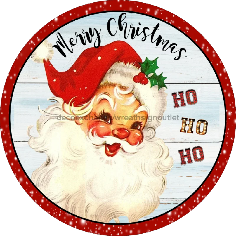 Christmas Wrapped With Love Christmas Sign, Christmas Santa, 10" Round,  VINYL-DECOE-120, Sign For Wreath, 10" Vinyl Round