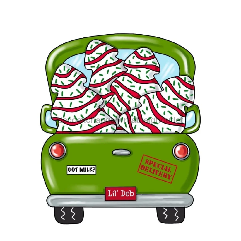 Christmas Wrapping Christmas Sign, Christmas Tree Cake Sign, Christmas Truck Sign, wood sign, PCD-W-019, 22" Door Hanger