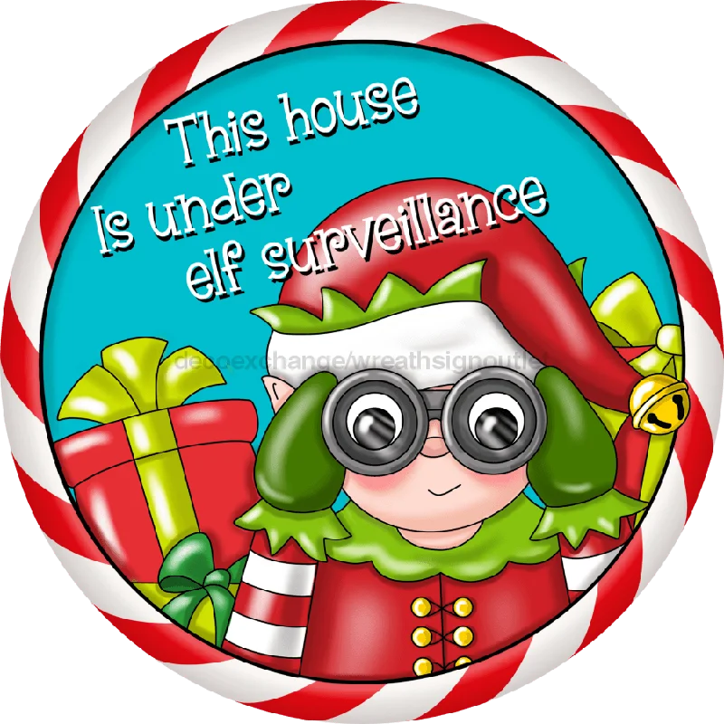 Holiday Lights Christmas Sign, Elf Sign, Elf Surveillance Sign, wood sign, PCD-054-DH, 18" Door Hanger