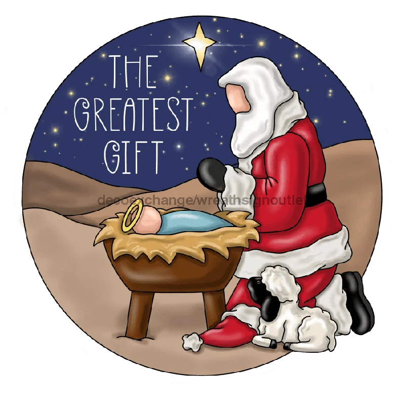 Christmas Day Christmas Sign, Religious Sign, The Greatest Gift Sign, wood sign, PCD-W-034, 22" Door Hanger