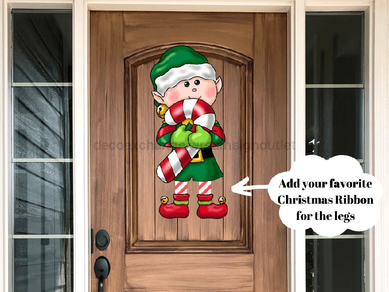 PRE-ORDER: Christmas Sign, Ribbon Leg Sign, Elf Sign, wood sign, PCD-W-045, 22" Door Hanger