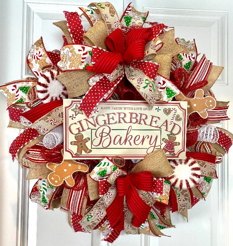 Christmas Icy Wonderland Christmas Wreath, Gingerbread Bakery