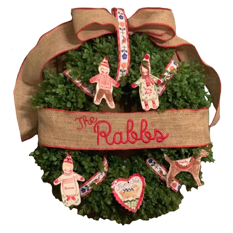 Holiday Cheer Christmas Wreath with 5 ornaments