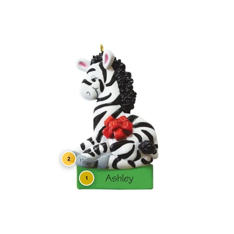 Christmas Mistletoe Christmas Zebra Personalized Ornament
