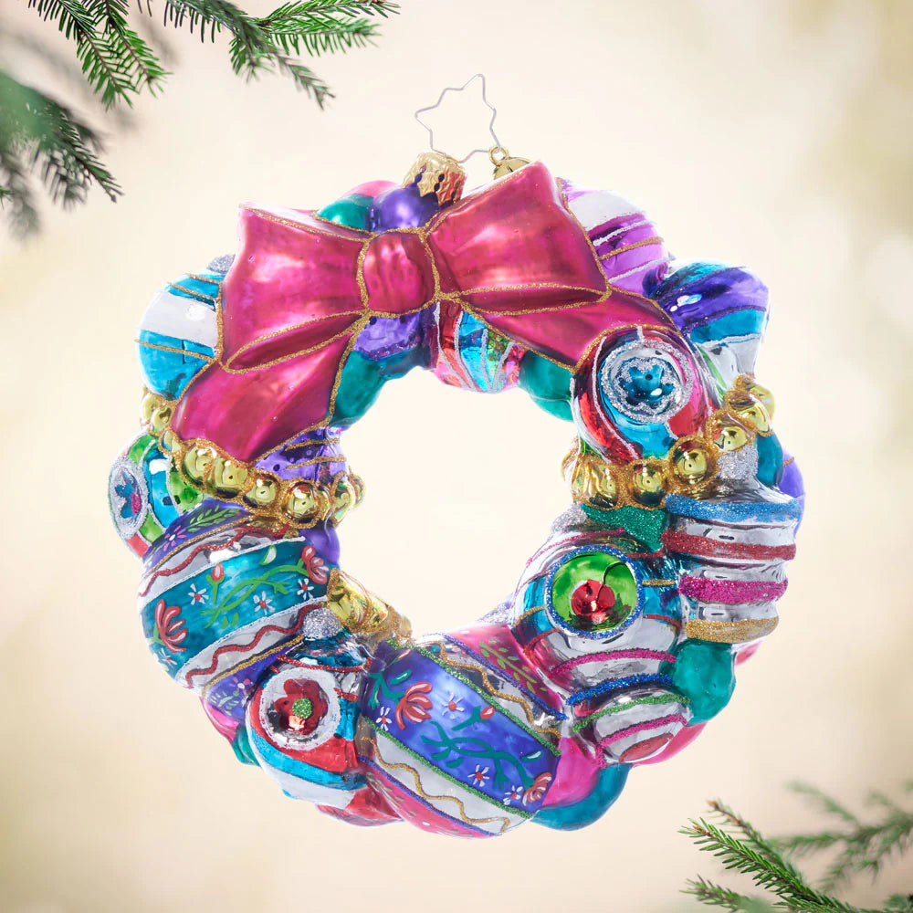 Christmas Celebration Christopher Radko - Ornament - Vintage Holiday Wreath