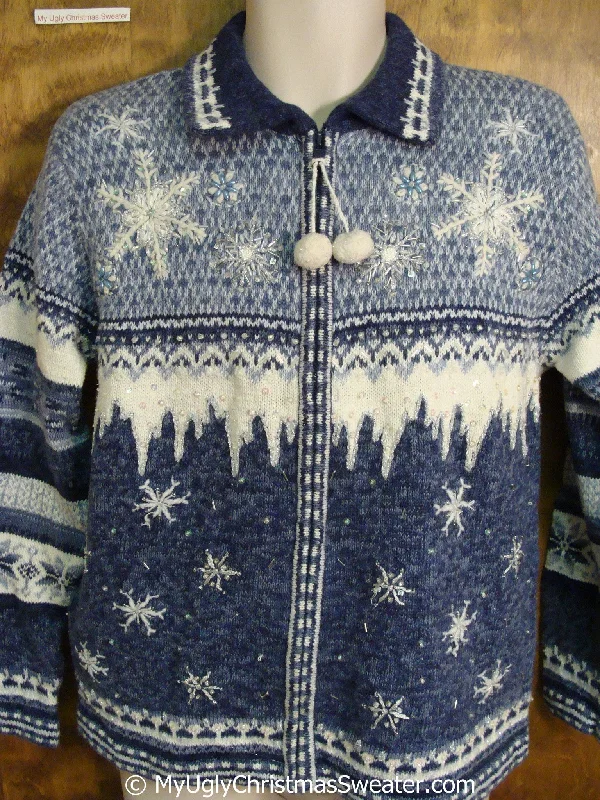 Christmas Fireside Hot Drinks Classic Nordic Snowflakes Ugly Christmas Sweater