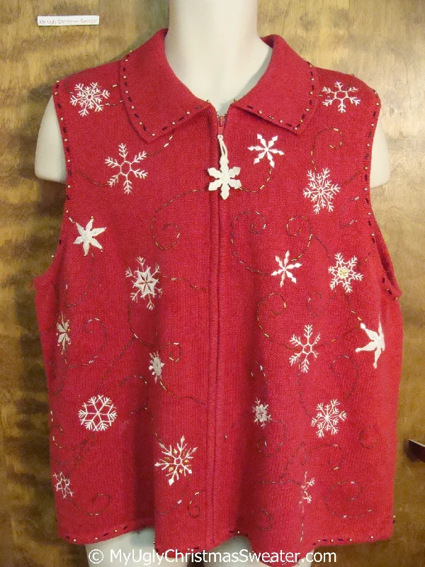 Christmas Cheer Classic Snowflake Themed Cheap Christmas Sweater Vest