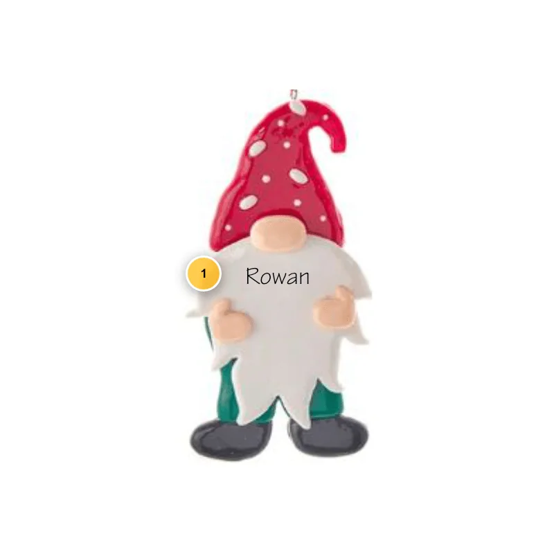 Christmas Festive Santa Hats Claydough Gnome with Polka Dot Hat Personalized Ornament