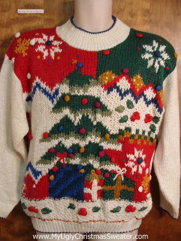 Christmas Dreamy Snowfall Colorful 80s Ugly Christmas Sweater