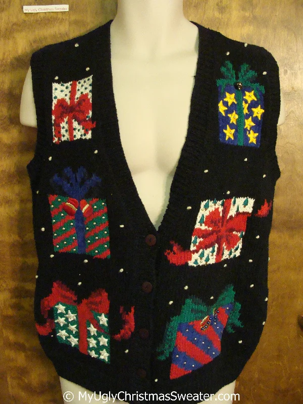 Christmas Wrapped With Love Colorful Gifts 2sided Cheap Christmas Sweater Vest