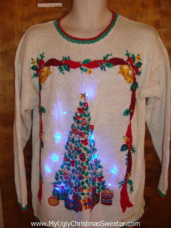 Christmas Cozy Warm Blankets Colorful Tacky Tree Light Up Ugly Xmas Sweater