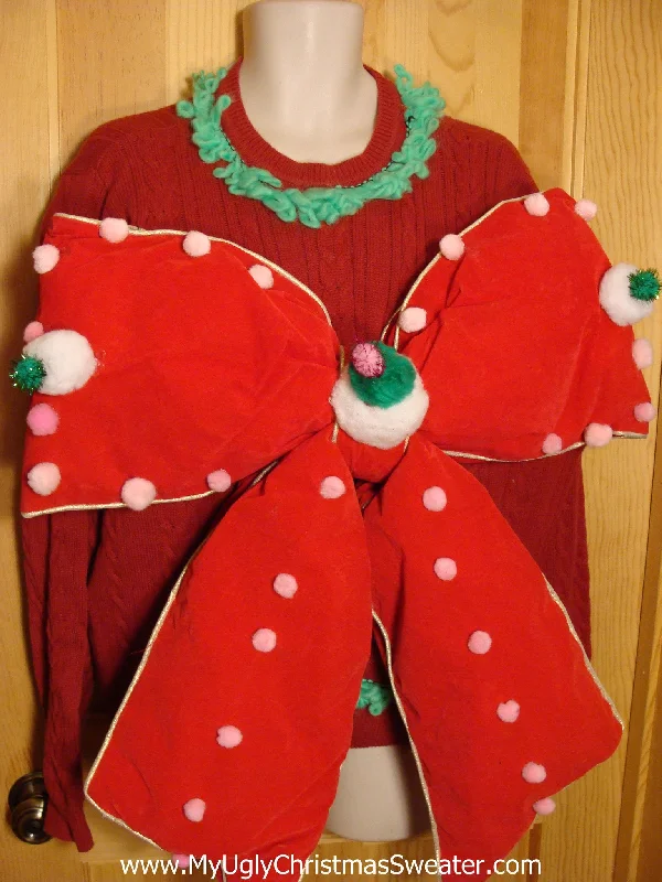 Contest Mens Christmas Sweater with Huge Bow