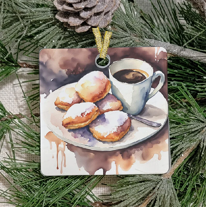 Holiday Lights Christmas Ornament, Louisiana, Frosted Acrylic, Beignets